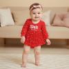 imageKuriozud Baby Christmas Outfits Dress Girl Long Sleeve Bubble Romper My First Christmas Onesie Clothes Fall Winter ClothingRed Santa Baby