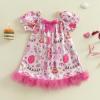 imageKuriozud Birthday Girl Outfit Silk Birthday Pajamas Dress Nightgown Feather Trim Pjs Toddler Little Girl GiftPink