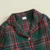 imageKuriozud Kids Christmas Pajamas Toddler Baby Boy Girl Button Down Pjs Tops Pants Little Boys Girls Christmas Pajama SetBuffalo Plaid Green