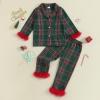 imageKuriozud Kids Christmas Pajamas Toddler Baby Boy Girl Button Down Pjs Tops Pants Little Boys Girls Christmas Pajama SetBuffalo Plaid Green
