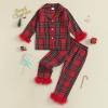 imageKuriozud Kids Christmas Pajamas Toddler Baby Boy Girl Button Down Pjs Tops Pants Little Boys Girls Christmas Pajama SetBuffalo Plaid Red