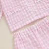 imageKuriozud Kids Christmas Pajamas Toddler Baby Boy Girl Button Down Pjs Tops Pants Little Boys Girls Christmas Pajama SetGingerbread Plaid Print Pink