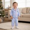 imageKuriozud Kids Christmas Pajamas Toddler Baby Boy Girl Button Down Pjs Tops Pants Little Boys Girls Christmas Pajama SetPlaid Print Blue