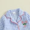 imageKuriozud Kids Christmas Pajamas Toddler Baby Boy Girl Button Down Pjs Tops Pants Little Boys Girls Christmas Pajama SetPlaid Print Blue