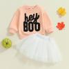 imageKuriozud Toddler Baby Girl Halloween Outfits 6 9 12 18 24Month 2t 3t 4t Sweatshirt TopTutu Tulle Skirt Set Halloween CothesHey Boo Pink White