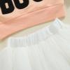 imageKuriozud Toddler Baby Girl Halloween Outfits 6 9 12 18 24Month 2t 3t 4t Sweatshirt TopTutu Tulle Skirt Set Halloween CothesHey Boo Pink White