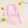 imageKuriozud Toddler Baby Girl Halloween Outfits 6 9 12 18 24Month 2t 3t 4t Sweatshirt TopTutu Tulle Skirt Set Halloween CothesSpooky Sis Pink