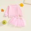 imageKuriozud Toddler Baby Girl Halloween Outfits 6 9 12 18 24Month 2t 3t 4t Sweatshirt TopTutu Tulle Skirt Set Halloween CothesSpooky Sis Pink