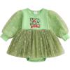 imageKuriozud Baby Christmas Outfits Dress Girl Long Sleeve Bubble Romper My First Christmas Onesie Clothes Fall Winter ClothingGreen Merry Christmas