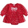 imageKuriozud Baby Christmas Outfits Dress Girl Long Sleeve Bubble Romper My First Christmas Onesie Clothes Fall Winter ClothingRed Santa Baby