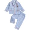 imageKuriozud Kids Christmas Pajamas Toddler Baby Boy Girl Button Down Pjs Tops Pants Little Boys Girls Christmas Pajama SetPlaid Print Blue