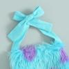 imageKuriozud Baby Girl Halloween Outfit Sleeveless Halterneck Furry Ghost Romper Dress with Leg Warmer Halloween ClothesBlue