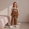 imageKuriozud Halloween Toddler Baby Girl Outfit Pumpkin Patch Tank TopWide Leg Pants Set Kids Little Girl Halloween ClothesXmas Brown