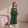 imageKuriozud Halloween Toddler Baby Girl Outfit Pumpkin Patch Tank TopWide Leg Pants Set Kids Little Girl Halloween ClothesXmas Green