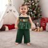 imageKuriozud Halloween Toddler Baby Girl Outfit Pumpkin Patch Tank TopWide Leg Pants Set Kids Little Girl Halloween ClothesXmas Green