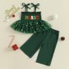 imageKuriozud Halloween Toddler Baby Girl Outfit Pumpkin Patch Tank TopWide Leg Pants Set Kids Little Girl Halloween ClothesXmas Green