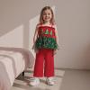 imageKuriozud Halloween Toddler Baby Girl Outfit Pumpkin Patch Tank TopWide Leg Pants Set Kids Little Girl Halloween ClothesXmas Red Green