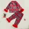 imageKuriozud Kids Christmas Pajamas Toddler Girl Santa Feather Trim Button Down Tops Pants Girls Bow Sleepwear Silk Satin Pjs SetBuffalo Plaid Red