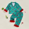 imageKuriozud Kids Christmas Pajamas Toddler Girl Santa Feather Trim Button Down Tops Pants Girls Bow Sleepwear Silk Satin Pjs SetChristmas Bow Green