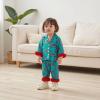 imageKuriozud Kids Christmas Pajamas Toddler Girl Santa Feather Trim Button Down Tops Pants Girls Bow Sleepwear Silk Satin Pjs SetChristmas Bow Green