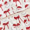 imageKuriozud Kids Christmas Pajamas Toddler Girl Santa Feather Trim Button Down Tops Pants Girls Bow Sleepwear Silk Satin Pjs SetChristmas Santa and Bow White