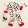 imageKuriozud Kids Christmas Pajamas Toddler Girl Santa Feather Trim Button Down Tops Pants Girls Bow Sleepwear Silk Satin Pjs SetColorful Bow Red