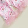 imageKuriozud Kids Christmas Pajamas Toddler Girl Santa Feather Trim Button Down Tops Pants Girls Bow Sleepwear Silk Satin Pjs SetSanta Claus Pink