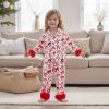 imageKuriozud Kids Christmas Pajamas Toddler Girl Santa Feather Trim Button Down Tops Pants Girls Bow Sleepwear Silk Satin Pjs SetZ Bow Red