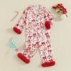 imageKuriozud Kids Christmas Pajamas Toddler Girl Santa Feather Trim Button Down Tops Pants Girls Bow Sleepwear Silk Satin Pjs SetZ Bow Red