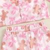 imageKuriozud Kids Christmas Pajamas Toddler Girl Santa Feather Trim Button Down Tops Pants Girls Bow Sleepwear Silk Satin Pjs SetZ Gingerbread Man Pink