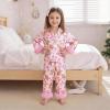 imageKuriozud Kids Christmas Pajamas Toddler Girl Santa Feather Trim Button Down Tops Pants Girls Bow Sleepwear Silk Satin Pjs SetZ Gingerbread Man Pink