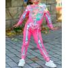 imageKuriozud Kids Toddler Girls Halloween Costume Zipper Long Sleeve Skeleton Jumpsuit Little Girl Halloween Clothes OutfitPink
