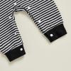 imageKuriozud Newborn Infant Unisex Baby Boy Girl Clothes Button Romper Jumpsuit Basic One Piece OutfitsStriped Long Sleeve Color Block Black