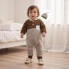 imageKuriozud Newborn Infant Unisex Baby Boy Girl Clothes Button Romper Jumpsuit Basic One Piece OutfitsStriped Long Sleeve Color Block Brown