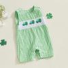 imageKuriozud Smocked Baby Boy Girl Clothes Sleeveless Romper Jumpsuit Overall Newborn Infant Clothing Spring Summer Outfits St Patricks Day Car Shamrock 36 Months