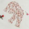 imageKuriozud Toddler Girl Christmas Silk Pajamas Ruffle Button Down 2 Piece Pajama Set Kids Little Girls Pjs Nightgown OutfitBeige Cookie