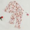 imageKuriozud Toddler Girl Christmas Silk Pajamas Ruffle Button Down 2 Piece Pajama Set Kids Little Girls Pjs Nightgown OutfitBeige Gingerbread