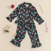 imageKuriozud Toddler Girl Christmas Silk Pajamas Ruffle Button Down 2 Piece Pajama Set Kids Little Girls Pjs Nightgown OutfitGreen Xmas Tree