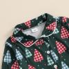 imageKuriozud Toddler Girl Christmas Silk Pajamas Ruffle Button Down 2 Piece Pajama Set Kids Little Girls Pjs Nightgown OutfitGreen Xmas Tree