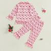 imageKuriozud Toddler Girl Christmas Silk Pajamas Ruffle Button Down 2 Piece Pajama Set Kids Little Girls Pjs Nightgown OutfitPink Candy