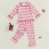 imageKuriozud Toddler Girl Christmas Silk Pajamas Ruffle Button Down 2 Piece Pajama Set Kids Little Girls Pjs Nightgown OutfitPink Candy