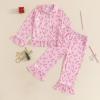 imageKuriozud Toddler Girl Christmas Silk Pajamas Ruffle Button Down 2 Piece Pajama Set Kids Little Girls Pjs Nightgown OutfitPink Candy Cane