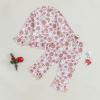 imageKuriozud Toddler Girl Christmas Silk Pajamas Ruffle Button Down 2 Piece Pajama Set Kids Little Girls Pjs Nightgown OutfitPink Cookie