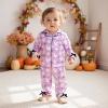 imageKuriozud Toddler Kids Little Girls Halloween Satin Pajamas Pumpkin Feather Trim Sleeve Button Down Sleepwear Pjs Set 19 YBow Print Purple