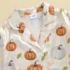 imageKuriozud Toddler Kids Little Girls Halloween Satin Pajamas Pumpkin Feather Trim Sleeve Button Down Sleepwear Pjs Set 19 YBow Pumpkinapricot