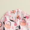 imageKuriozud Toddler Kids Little Girls Halloween Satin Pajamas Pumpkin Feather Trim Sleeve Button Down Sleepwear Pjs Set 19 YPink