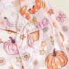 imageKuriozud Toddler Kids Little Girls Halloween Satin Pajamas Pumpkin Feather Trim Sleeve Button Down Sleepwear Pjs Set 19 YPumpkinpink