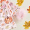 imageKuriozud Toddler Kids Little Girls Halloween Satin Pajamas Pumpkin Feather Trim Sleeve Button Down Sleepwear Pjs Set 19 YPumpkinpink