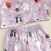 imageKuriozud Toddler Kids Little Girls Halloween Satin Pajamas Pumpkin Feather Trim Sleeve Button Down Sleepwear Pjs Set 19 YVipurple