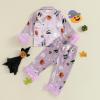 imageKuriozud Toddler Kids Little Girls Halloween Satin Pajamas Pumpkin Feather Trim Sleeve Button Down Sleepwear Pjs Set 19 YVipurple